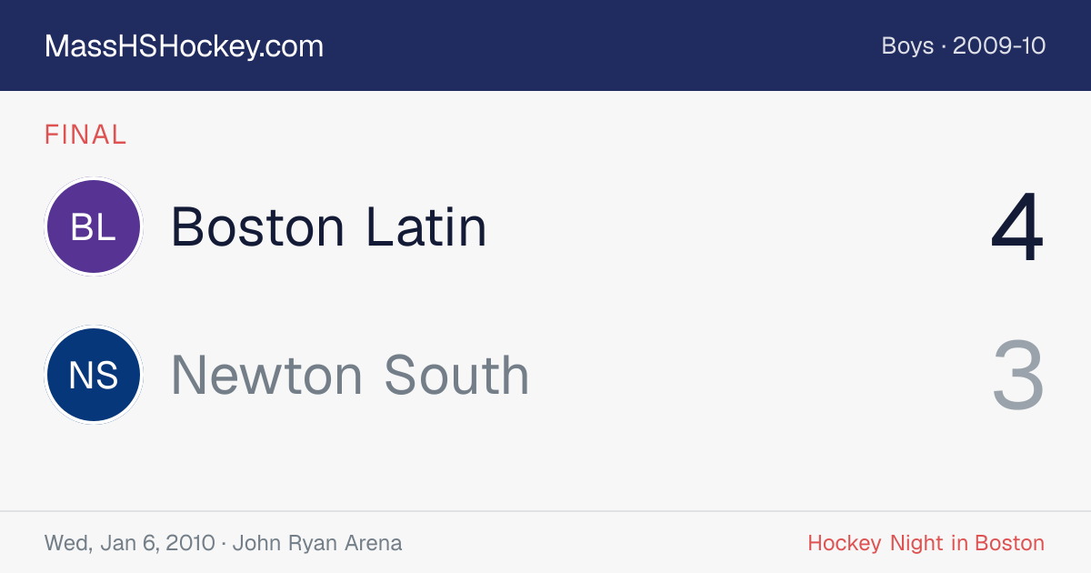 Boston Latin at Newton South score card