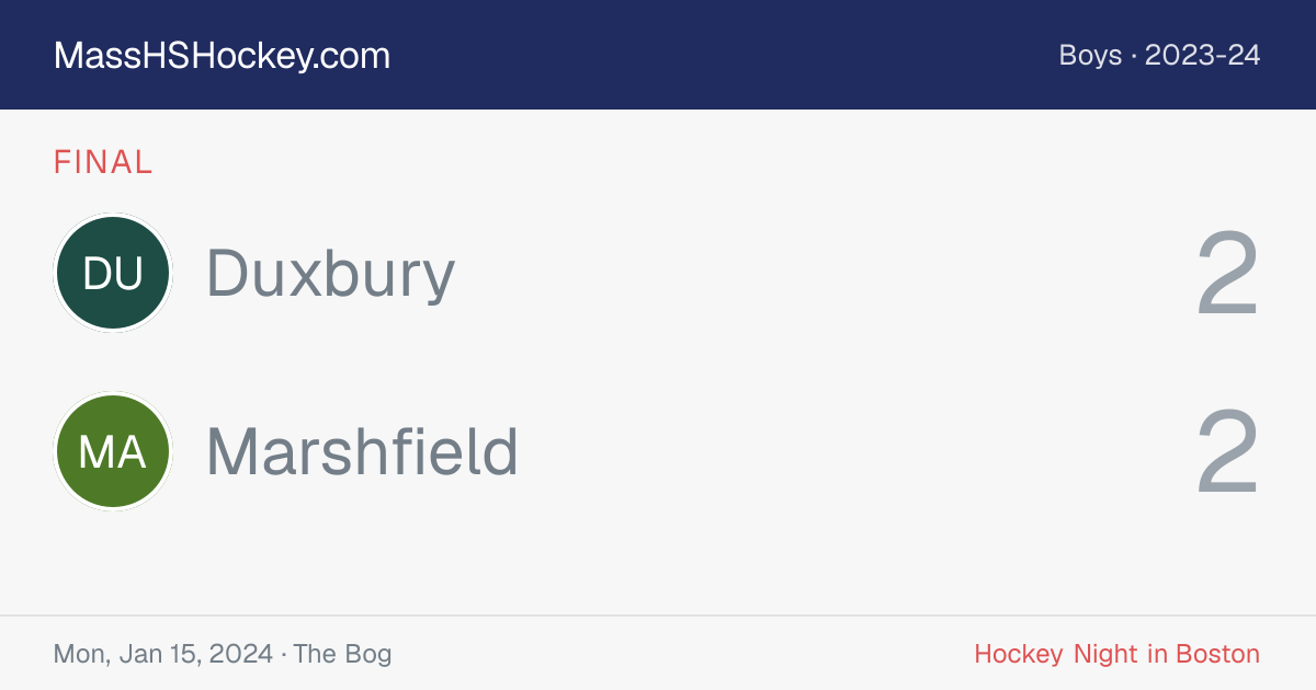 Duxbury at Marshfield score card