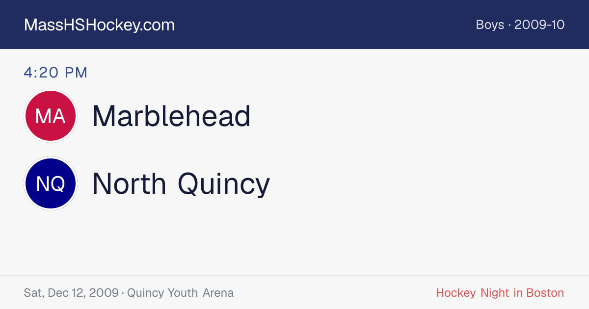 Marblehead at North Quincy score card