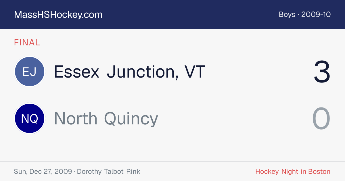 Essex Junction, VT at North Quincy score card