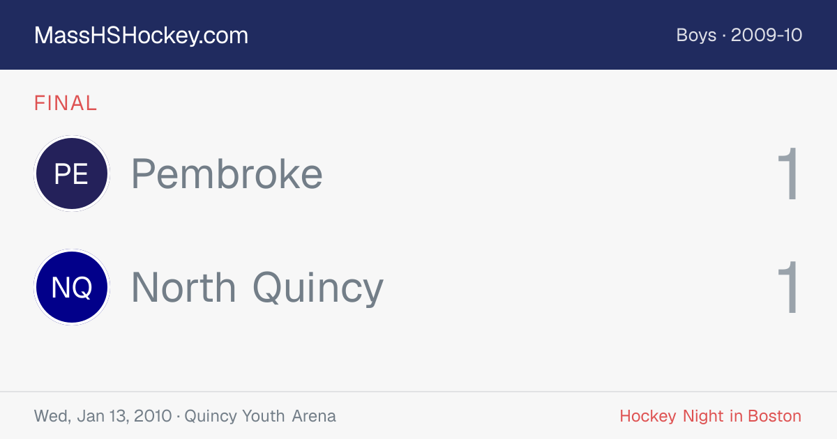 Pembroke at North Quincy score card