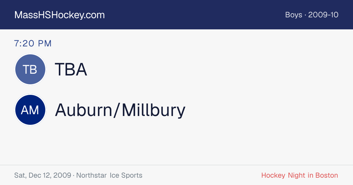 TBA at Auburn/Millbury score card