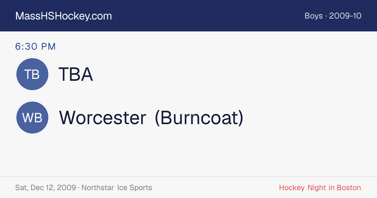 TBA at Worcester (Burncoat) score card