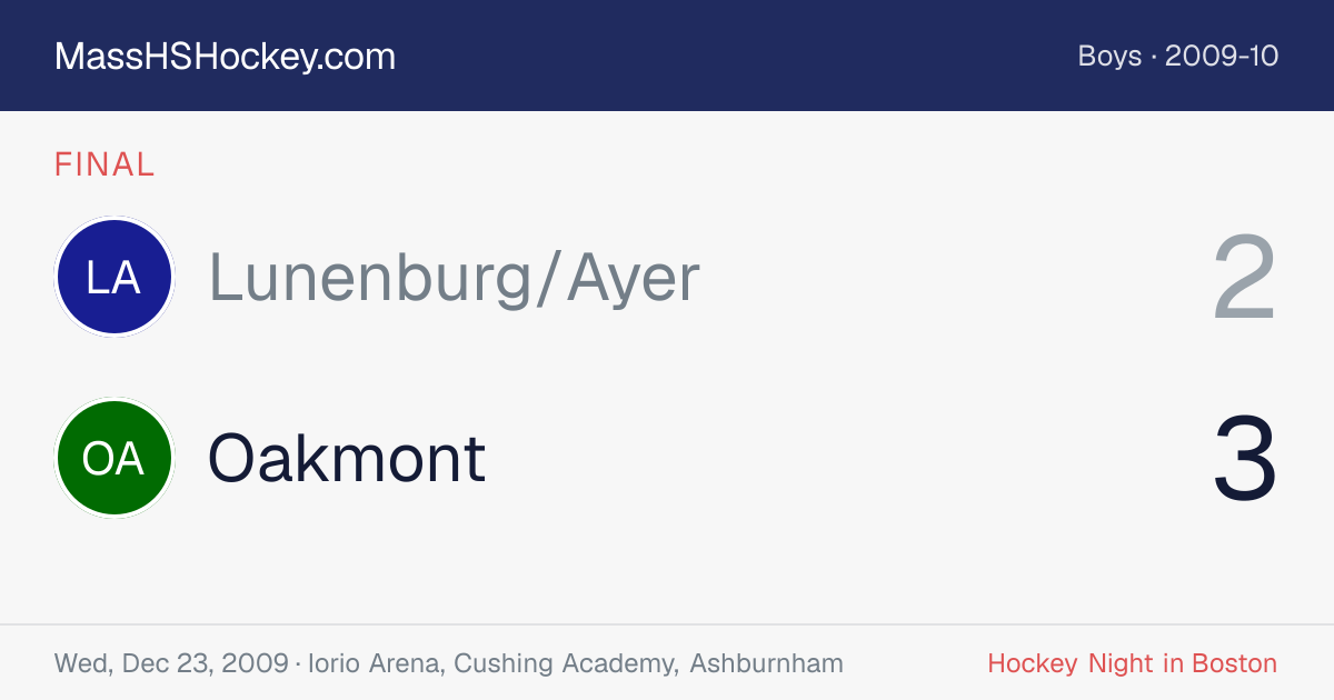 Lunenburg/Ayer at Oakmont score card