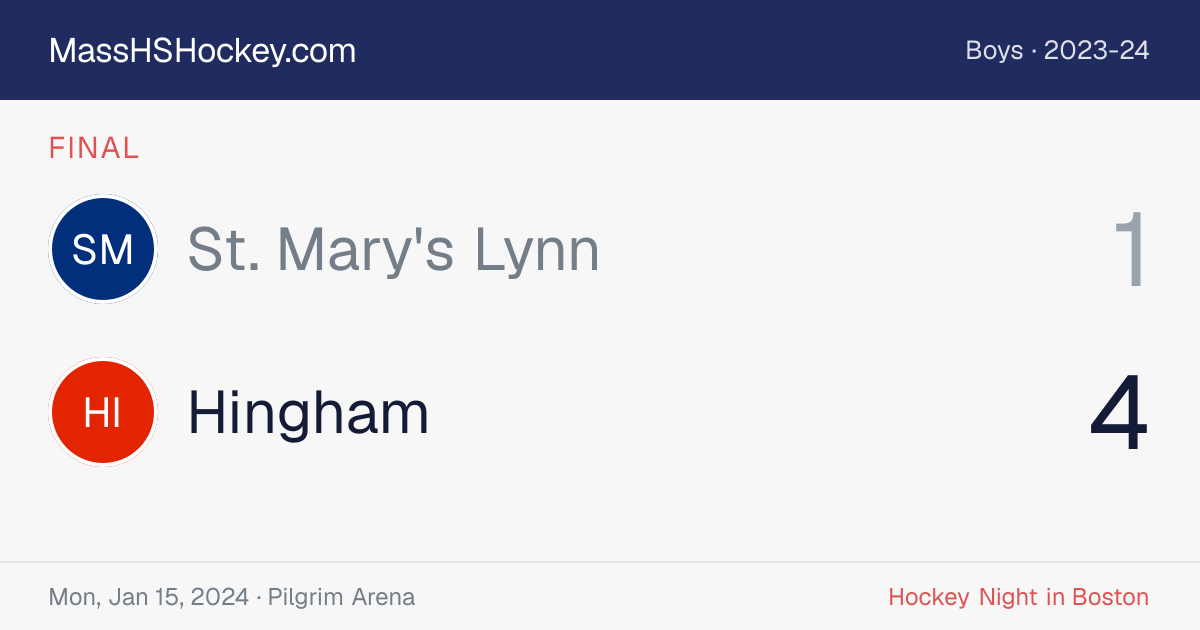 St. Mary's Lynn at Hingham score card