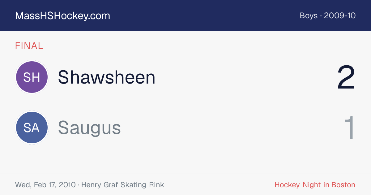 Shawsheen at Saugus score card