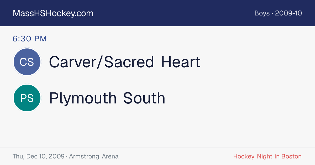 Carver/Sacred Heart at Plymouth South score card