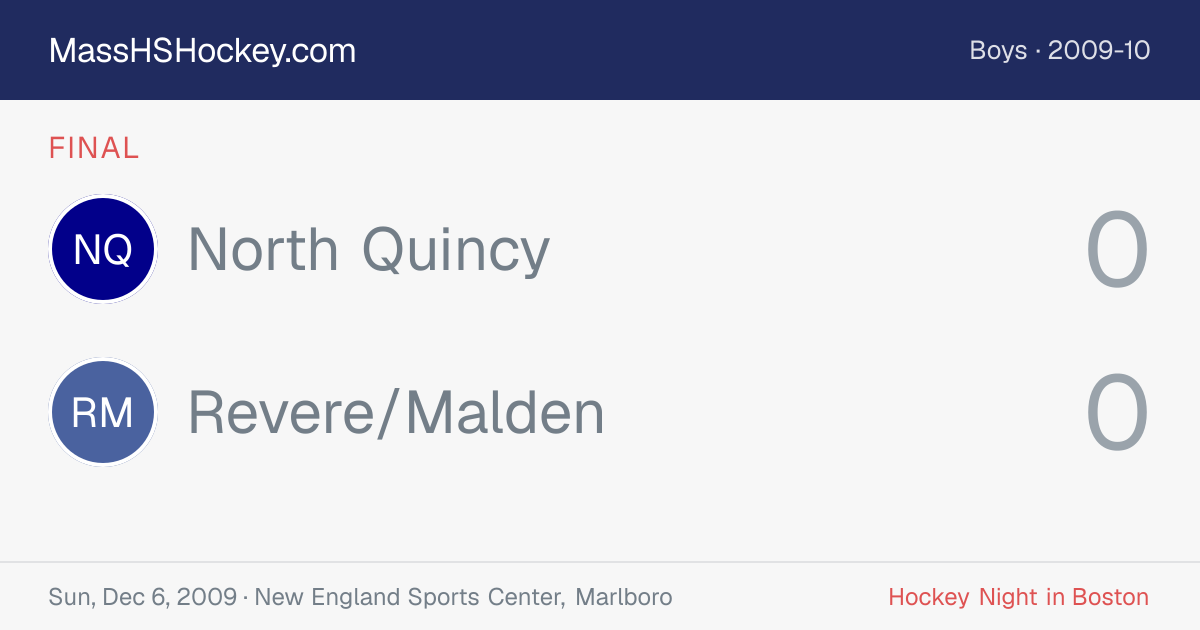 North Quincy at Revere/Malden score card