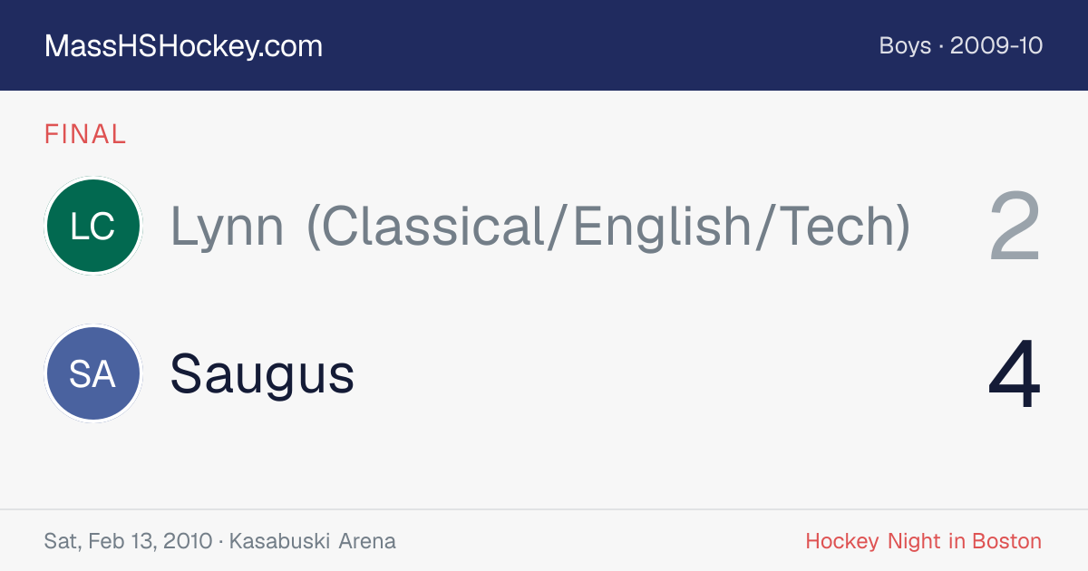 Lynn (Classical/English/Tech) at Saugus score card