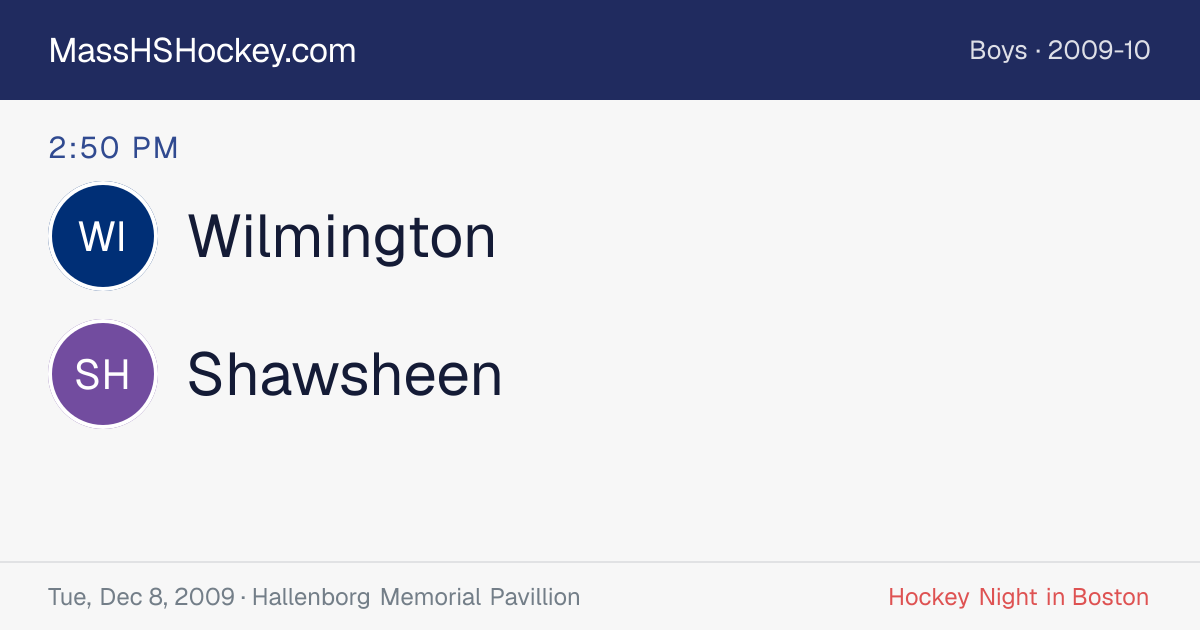 Wilmington at Shawsheen score card
