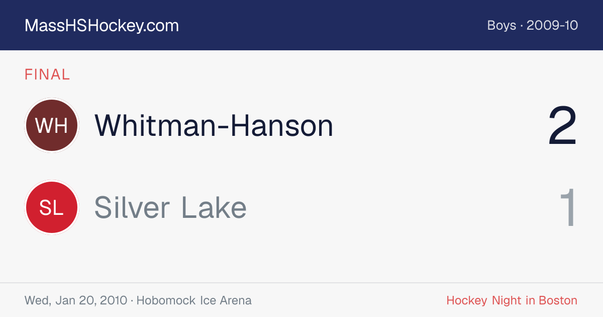 Whitman-Hanson at Silver Lake score card