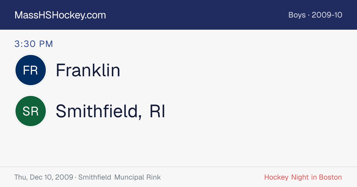Franklin at Smithfield, RI score card