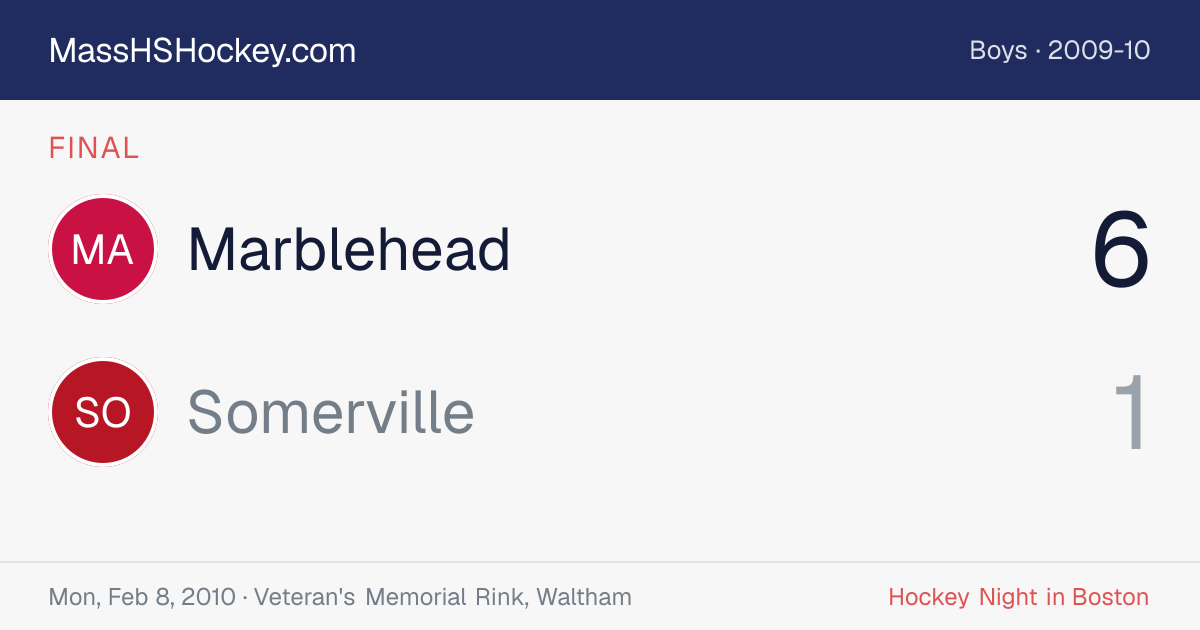 Marblehead at Somerville score card