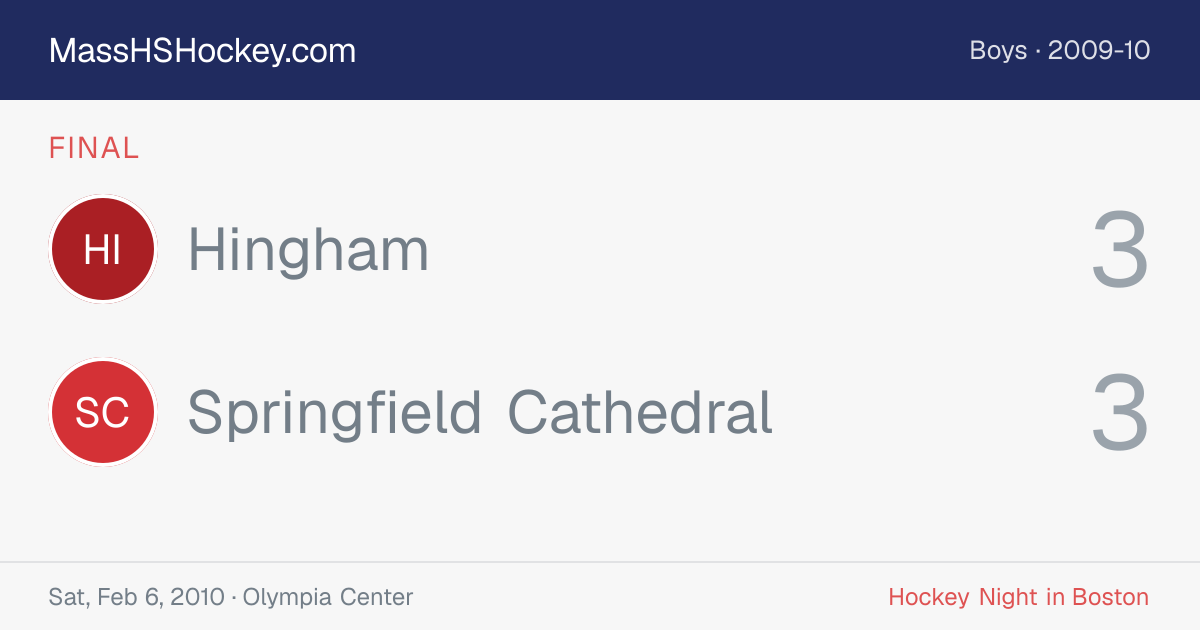 Hingham at Springfield Cathedral score card