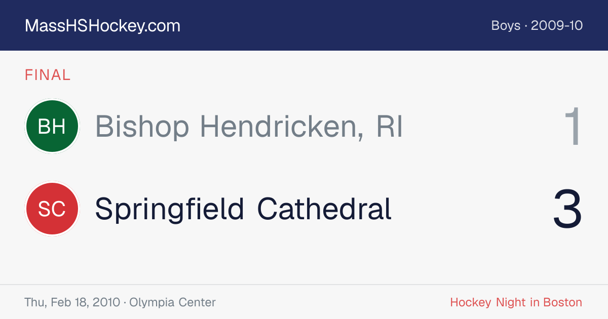 Bishop Hendricken, RI at Springfield Cathedral score card