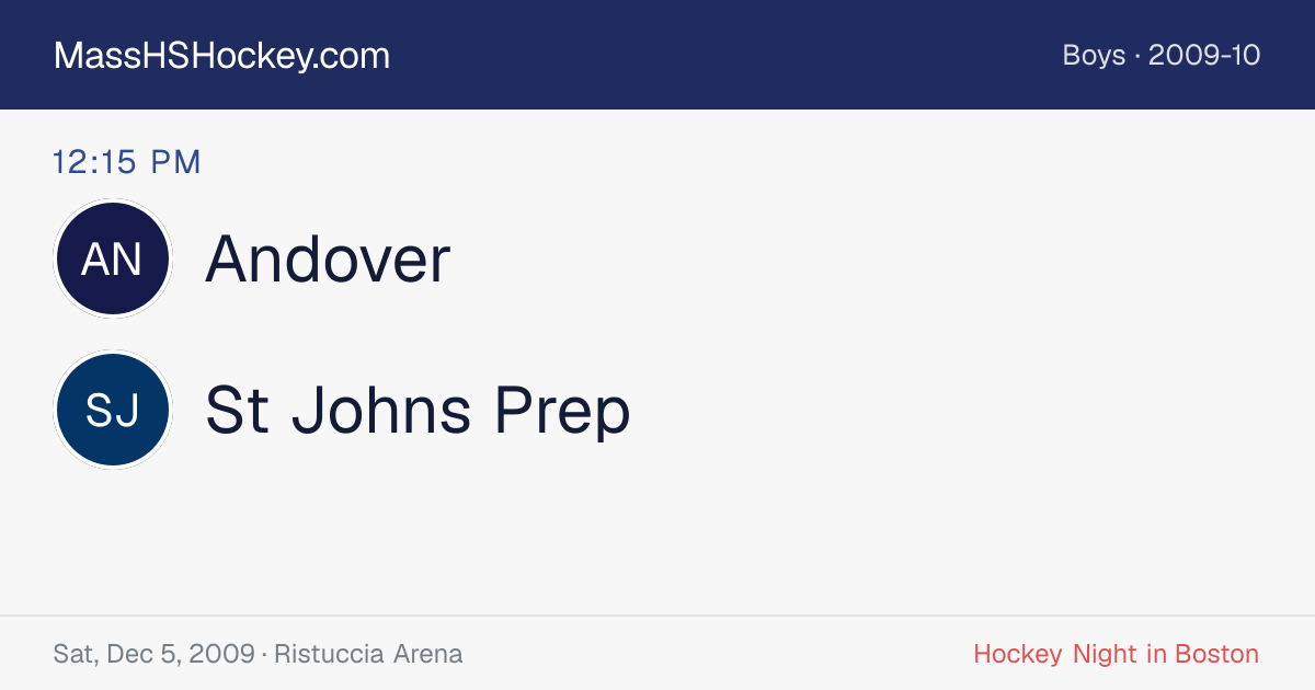 Andover at St Johns Prep score card