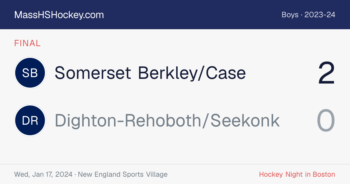 Somerset Berkley/Case at Dighton-Rehoboth/Seekonk score card