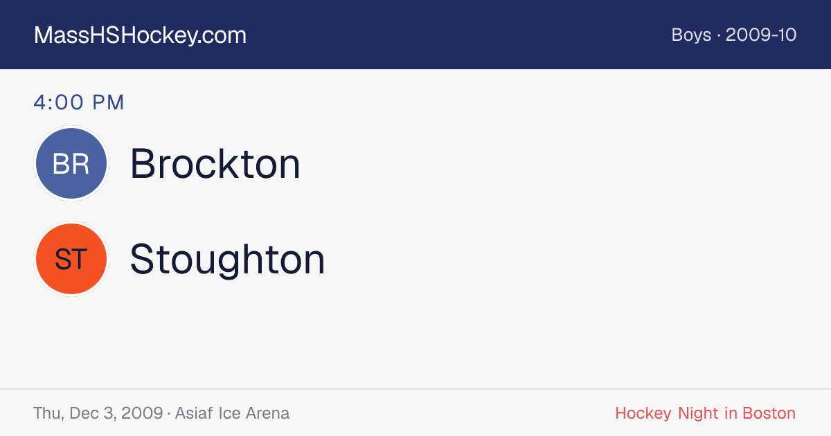Brockton at Stoughton score card