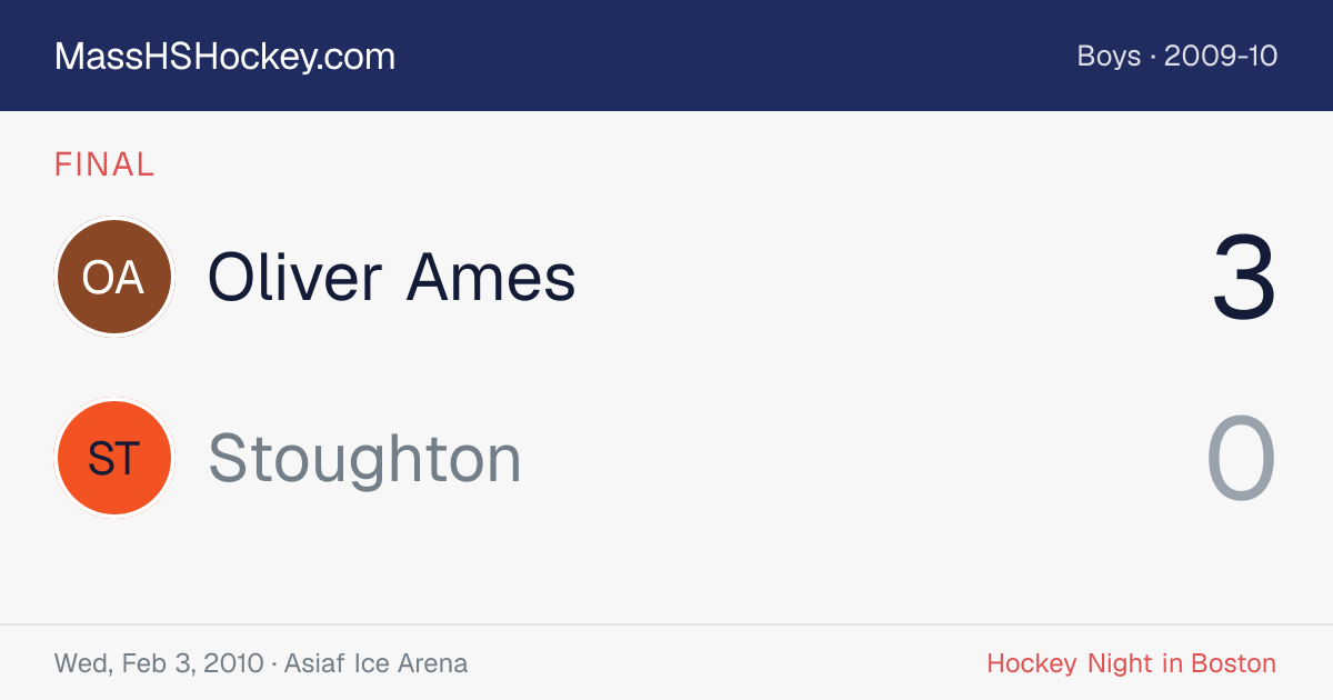 Oliver Ames at Stoughton score card