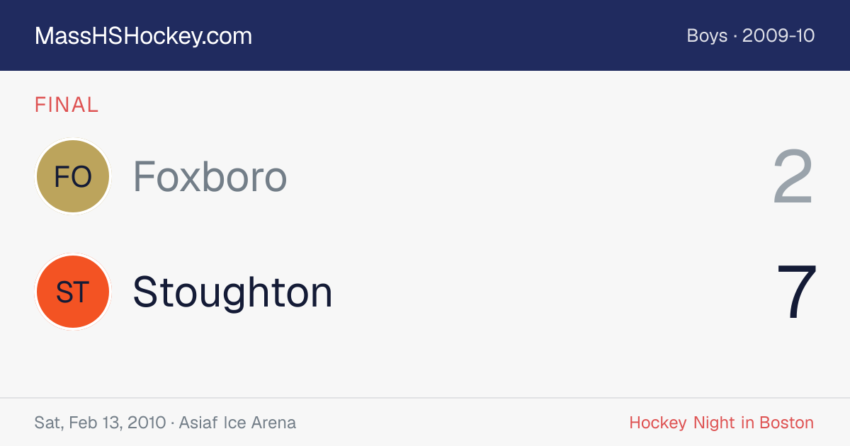 Foxboro at Stoughton score card