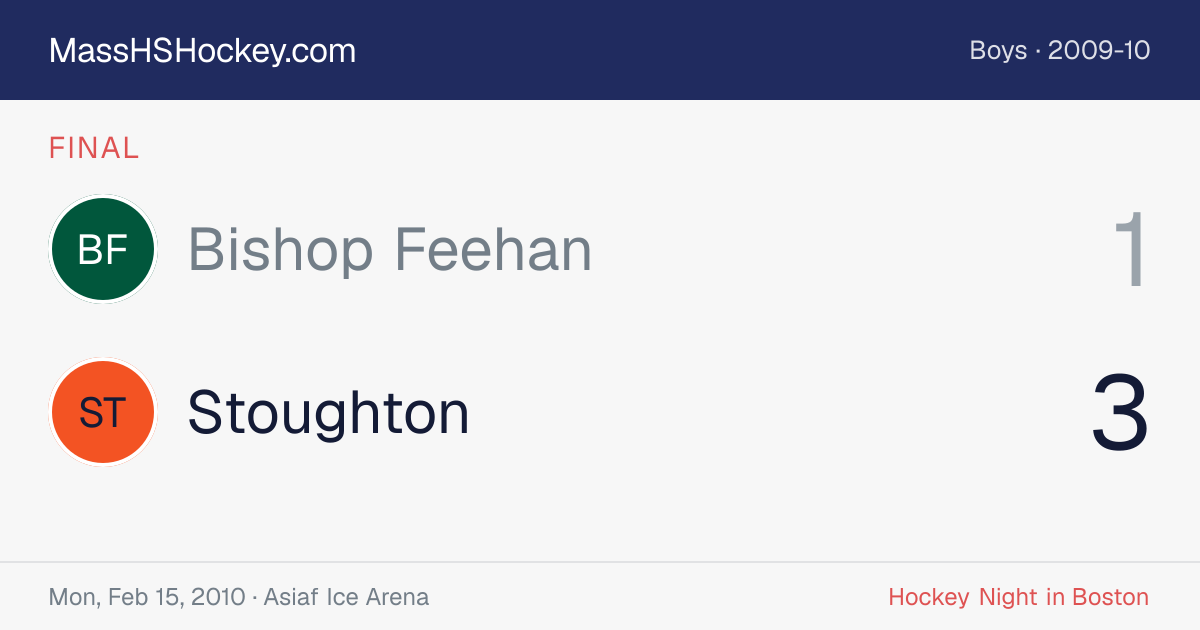 Bishop Feehan at Stoughton score card