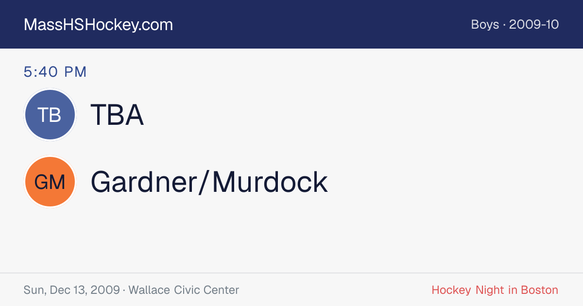 TBA at Gardner/Murdock score card