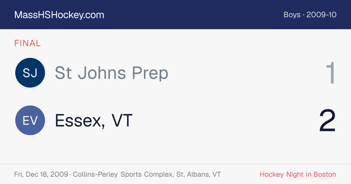 St Johns Prep at Essex, VT score card