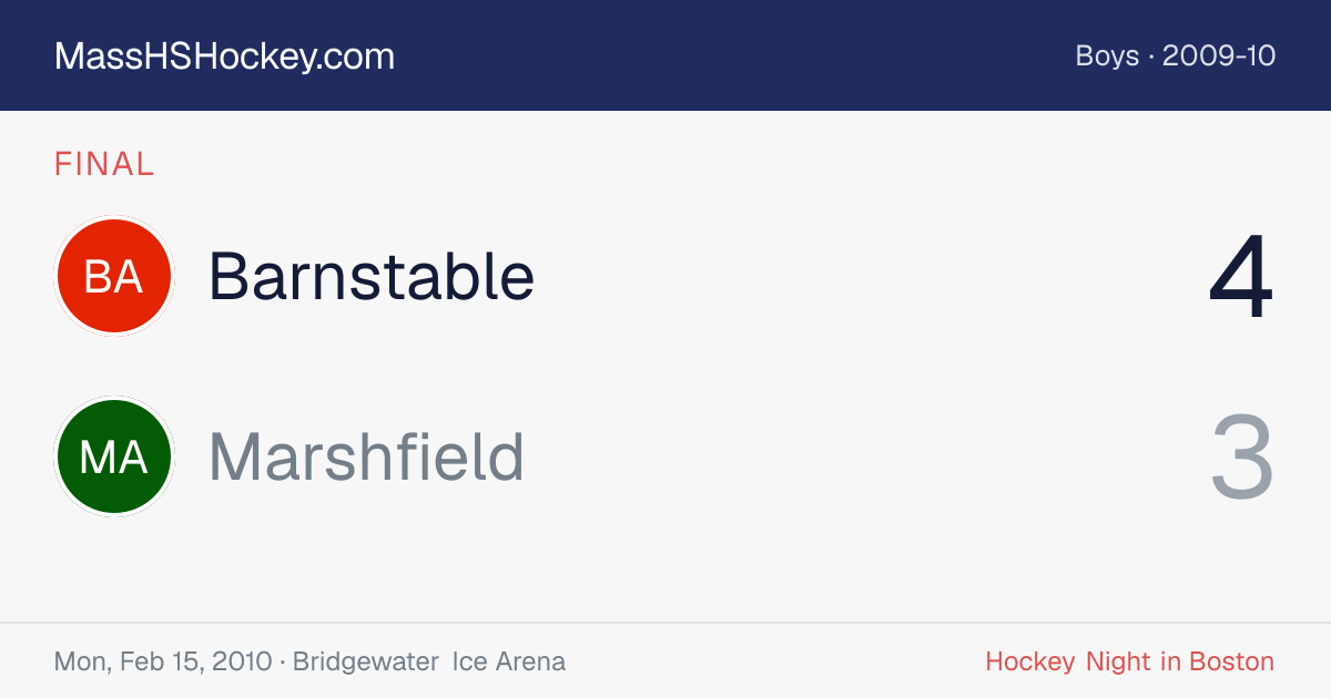 Barnstable at Marshfield score card