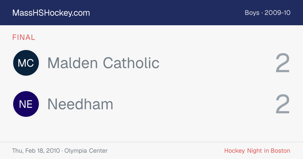 Malden Catholic at Needham score card