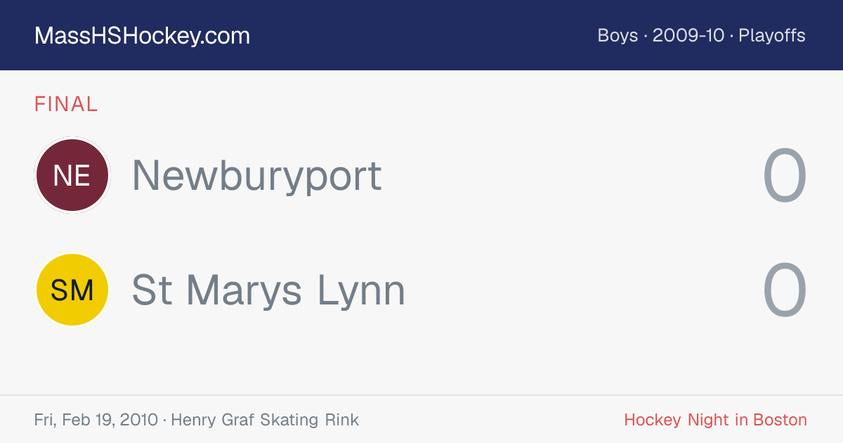 Newburyport at St Marys Lynn score card