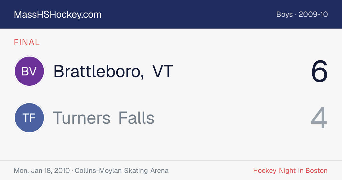 Brattleboro, VT at Turners Falls score card