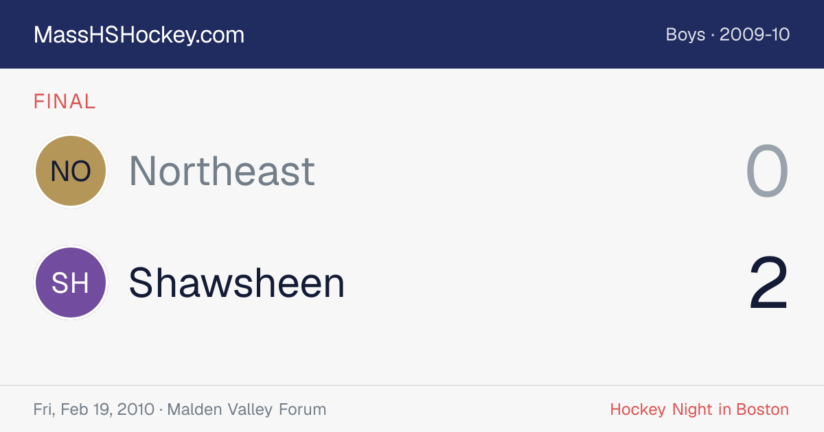 Northeast at Shawsheen score card