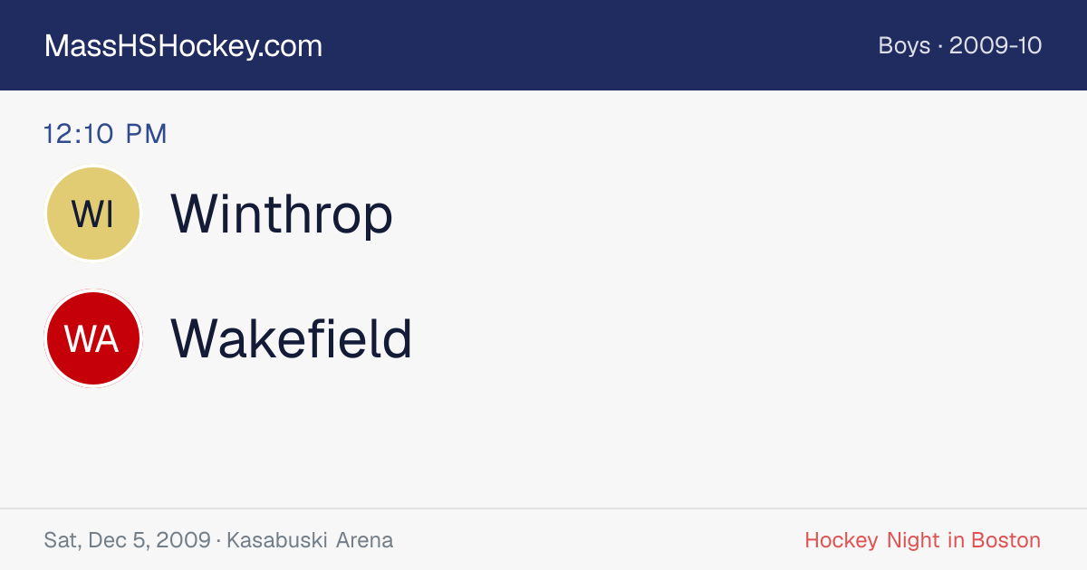 Winthrop at Wakefield score card