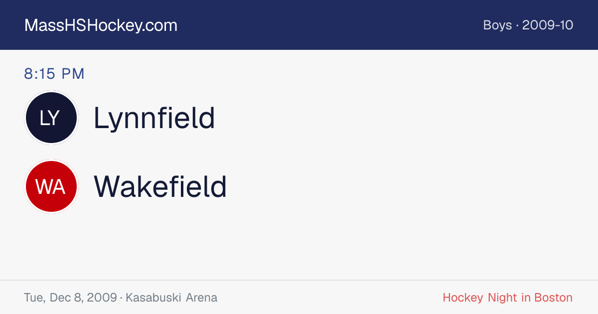 Lynnfield at Wakefield score card