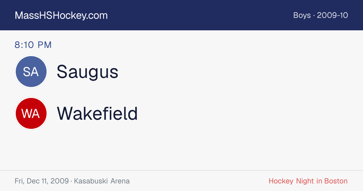 Saugus at Wakefield score card