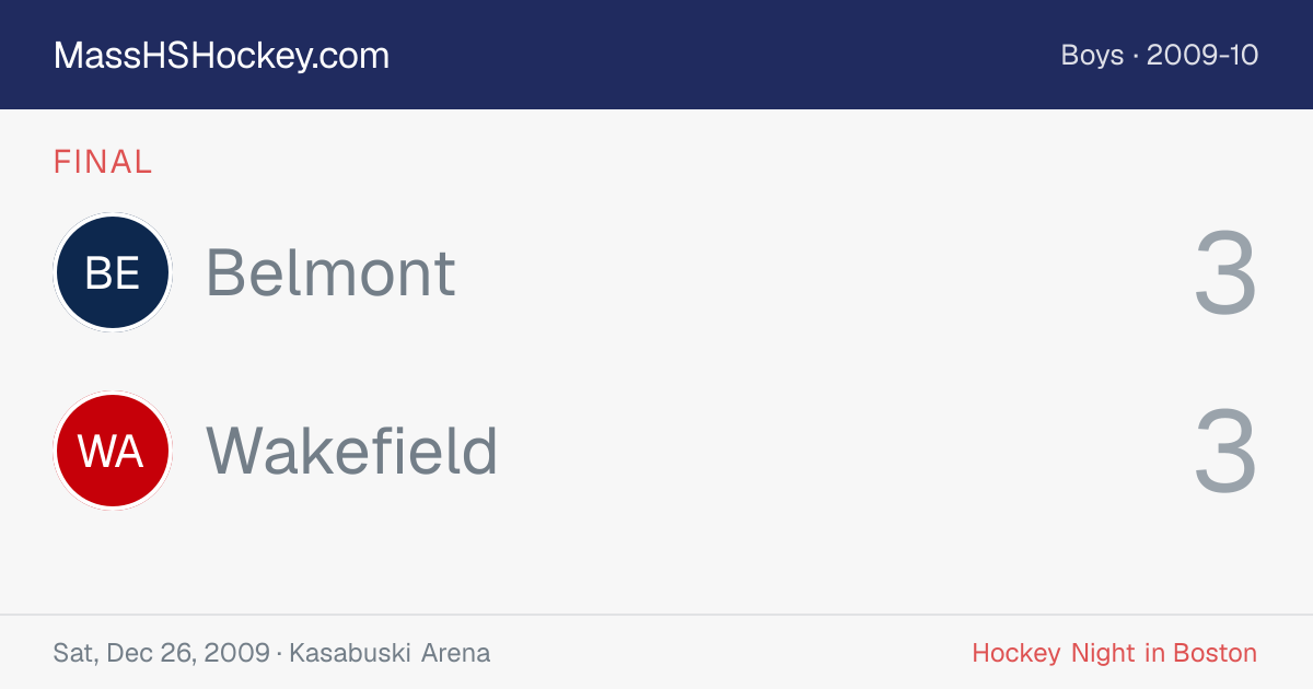 Belmont at Wakefield score card