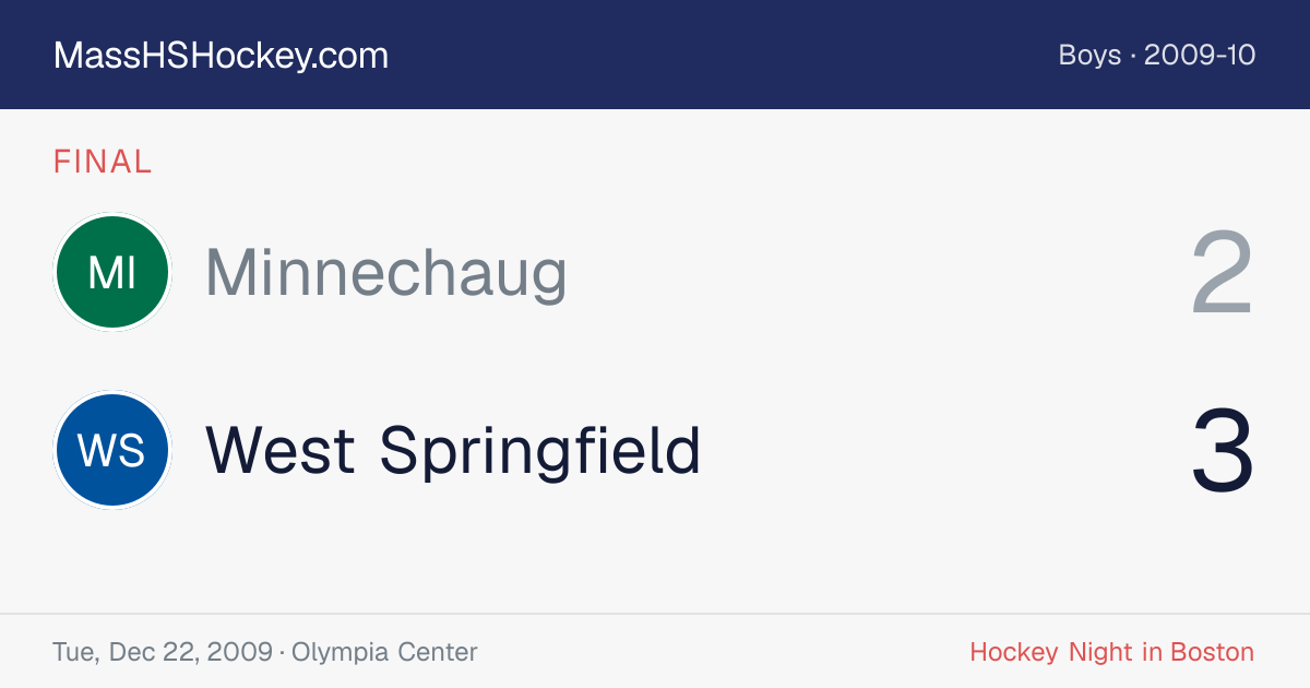Minnechaug at West Springfield score card