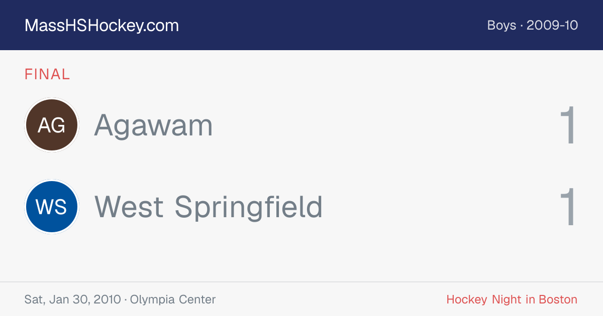 Agawam at West Springfield score card