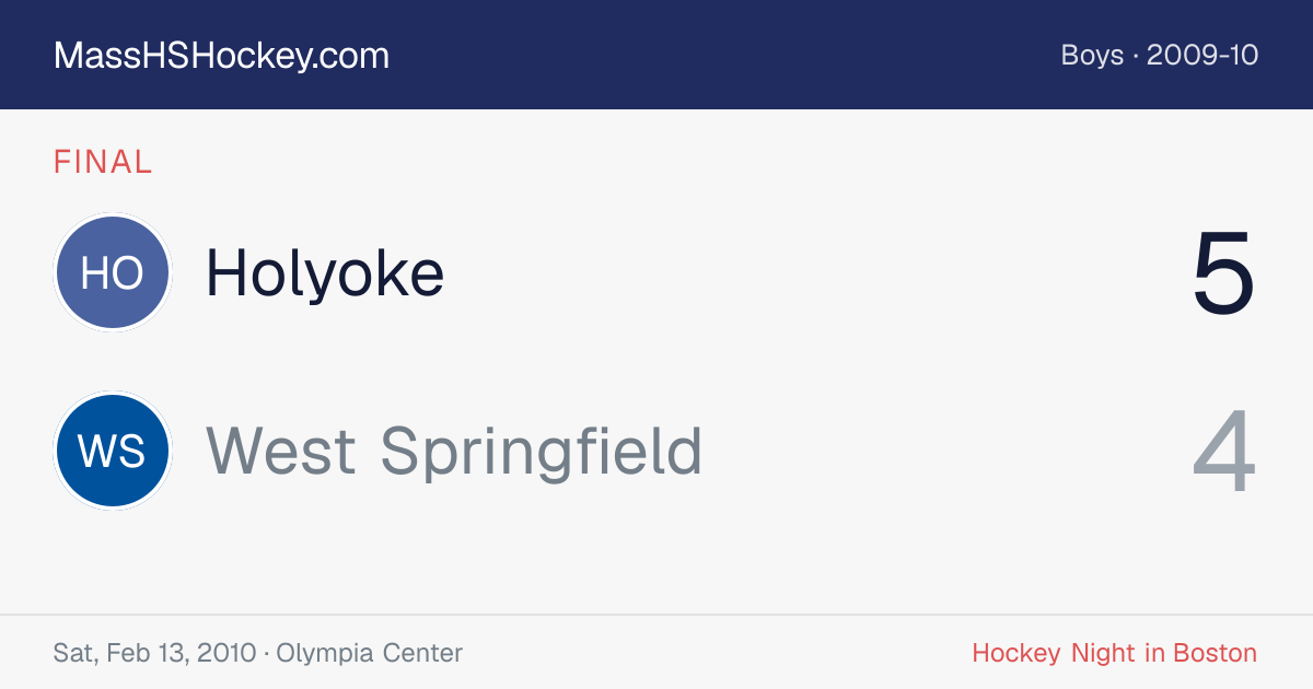 Holyoke at West Springfield score card