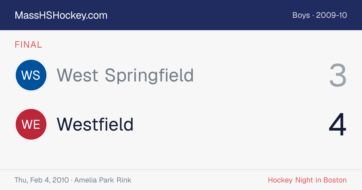 West Springfield at Westfield score card