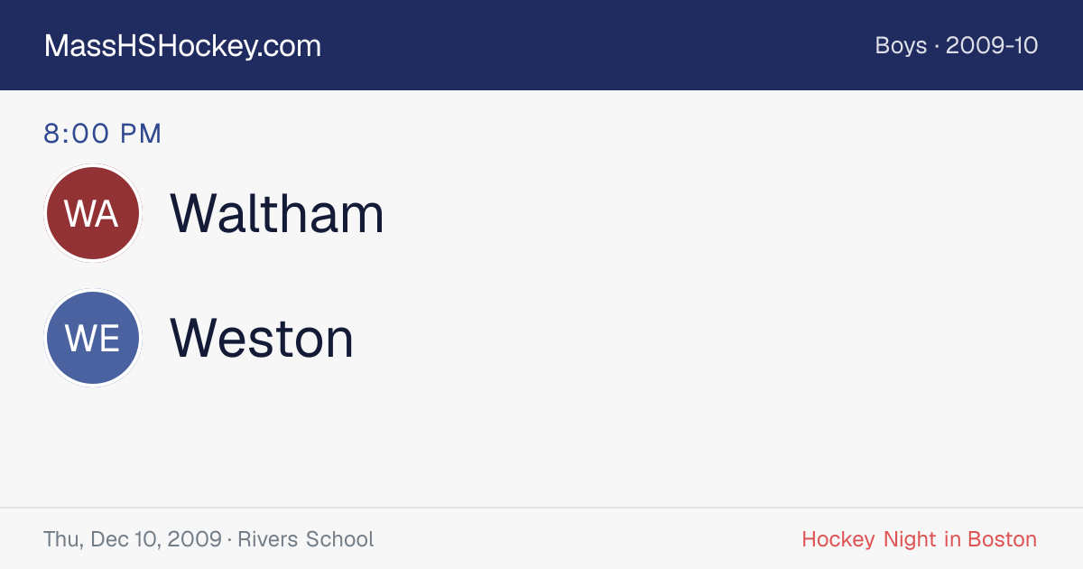 Waltham at Weston score card