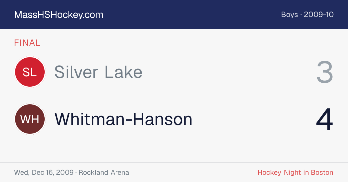 Silver Lake at Whitman-Hanson score card