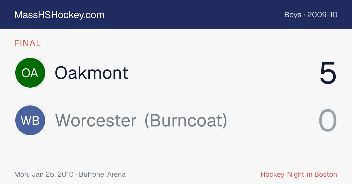 Oakmont at Worcester (Burncoat) score card