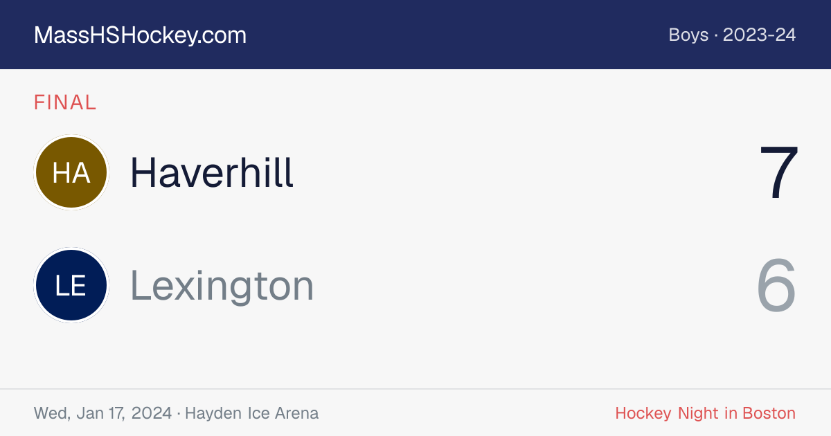 Haverhill at Lexington score card