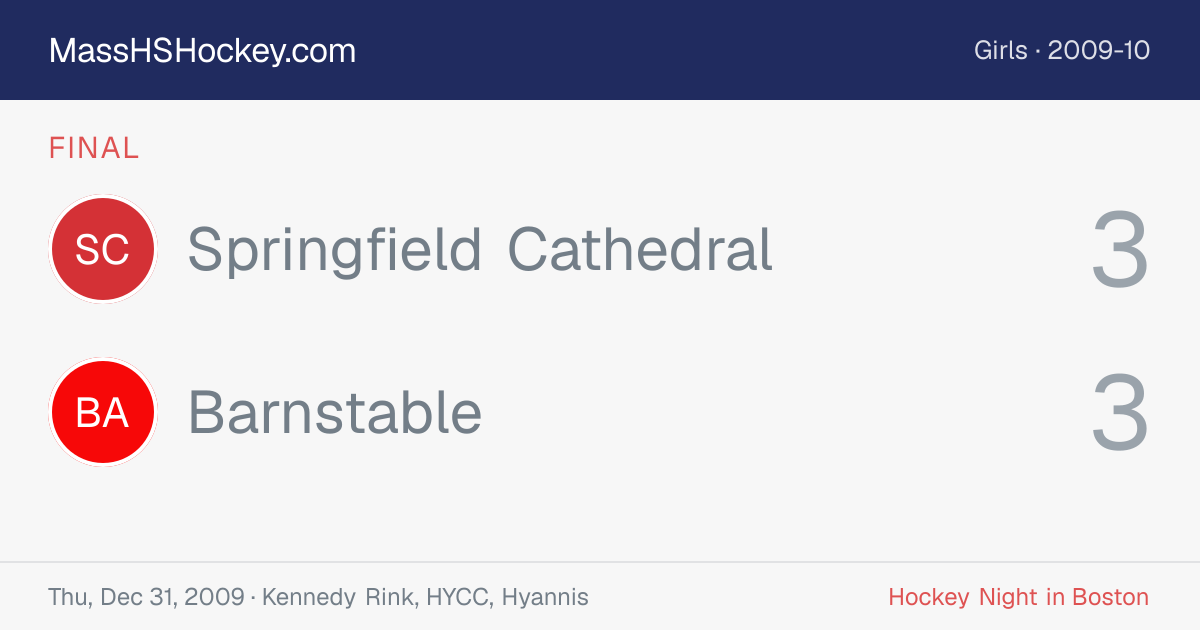 Springfield Cathedral at Barnstable score card