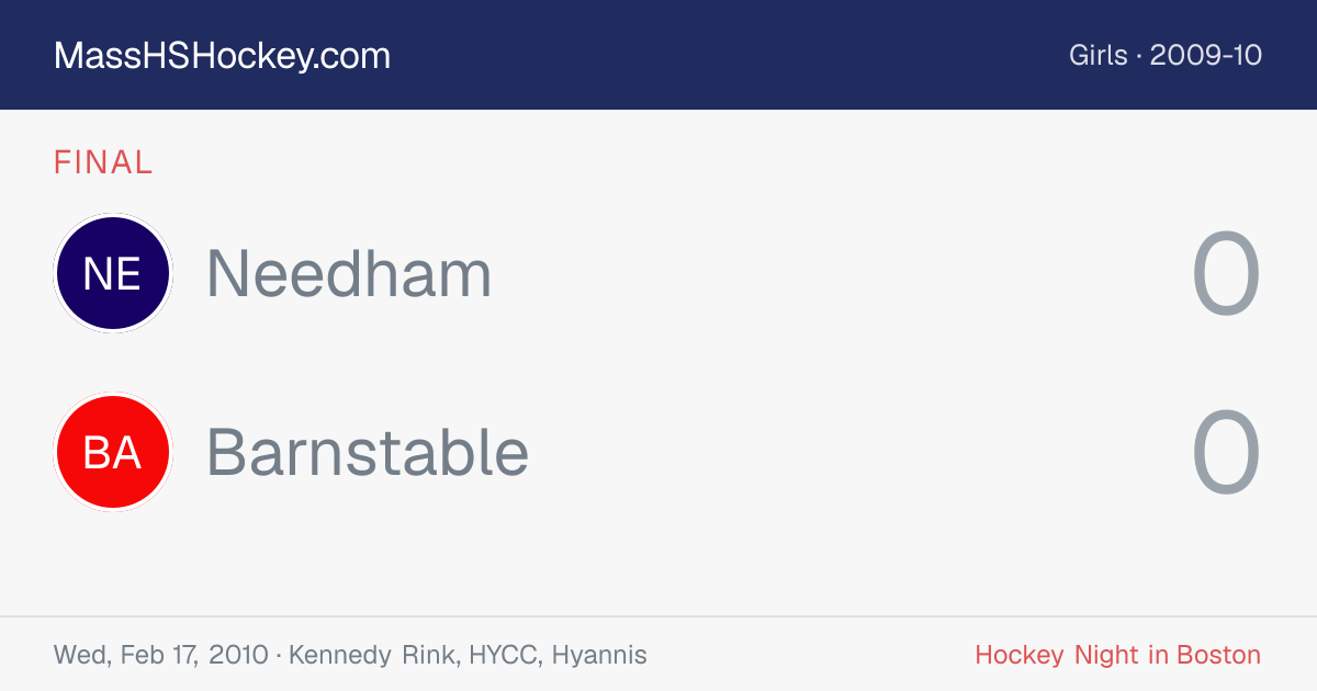 Needham at Barnstable score card