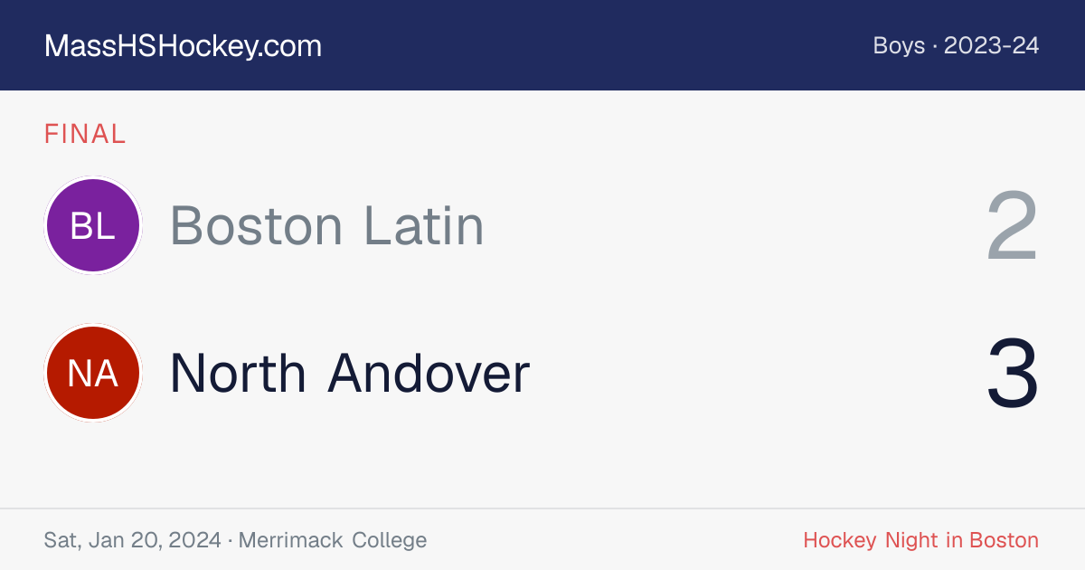 Boston Latin at North Andover score card