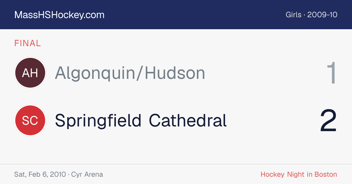 Algonquin/Hudson at Springfield Cathedral score card