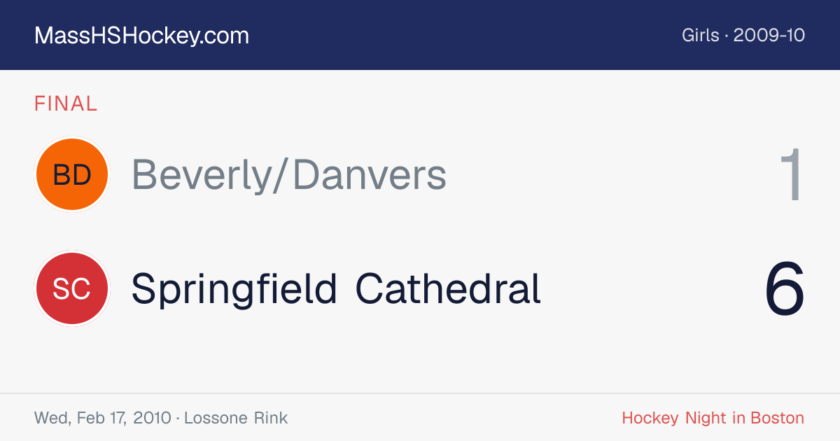 Beverly/Danvers at Springfield Cathedral score card