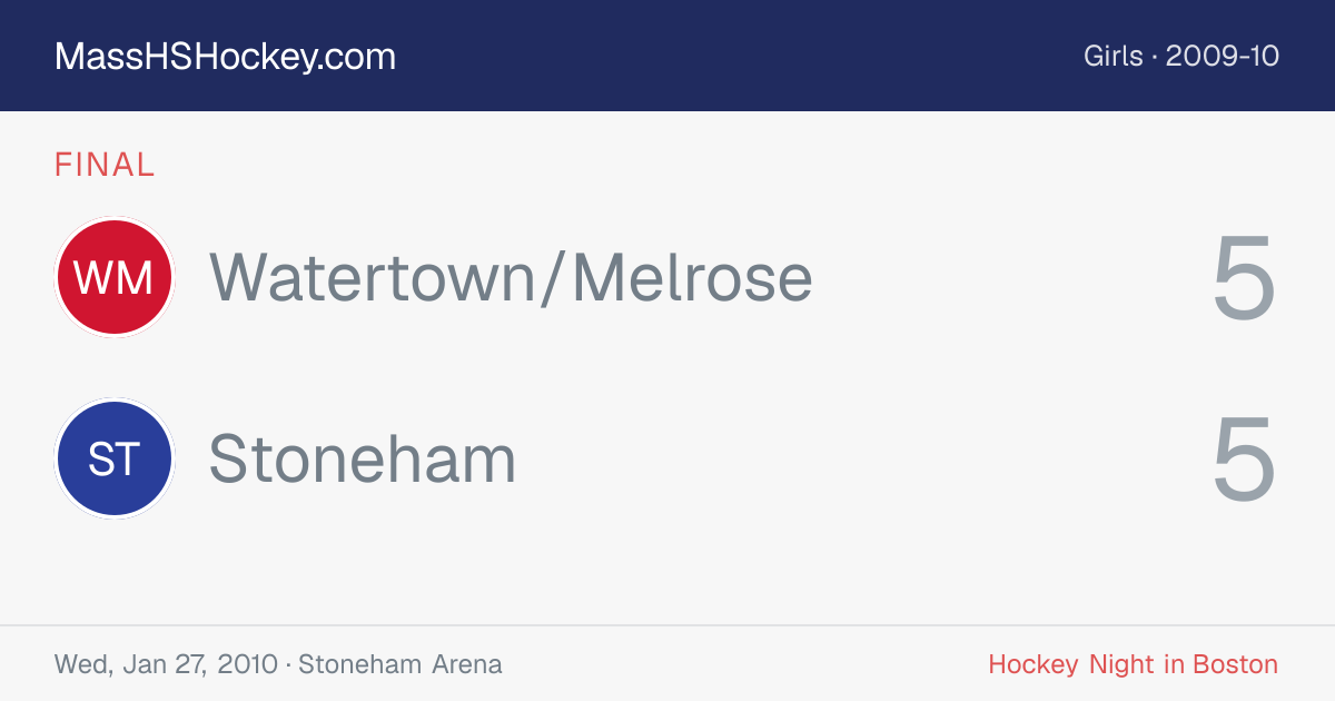 Watertown/Melrose at Stoneham score card